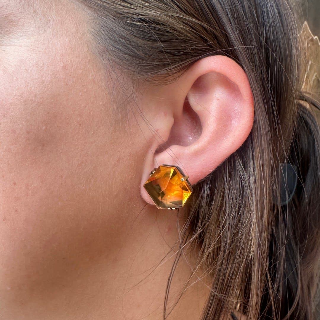 Elizabeth Garvin, Facets Citrine Stud Earrings