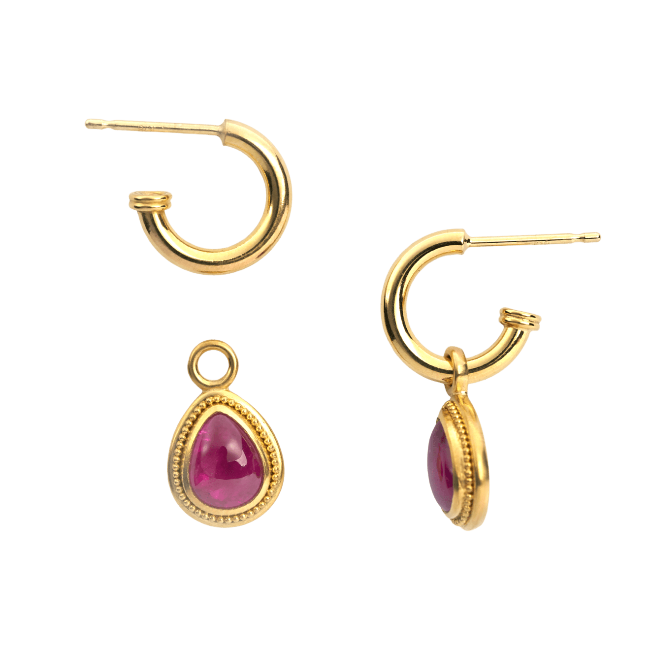 20k yellow gold hoop earrings by Fringe Gallery studio jeweler Nanci Modica