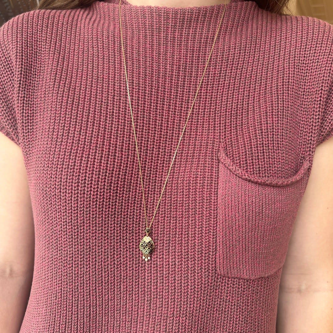 Nayla Arida, Brown Diamonds & Black Enamel Fish Necklace