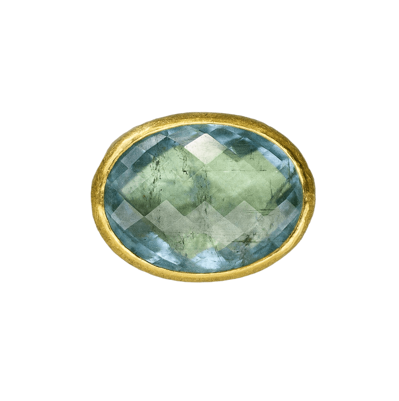Faceted Oval Aquamarine Ring by Fringe Gallery studio jeweler Petra Class