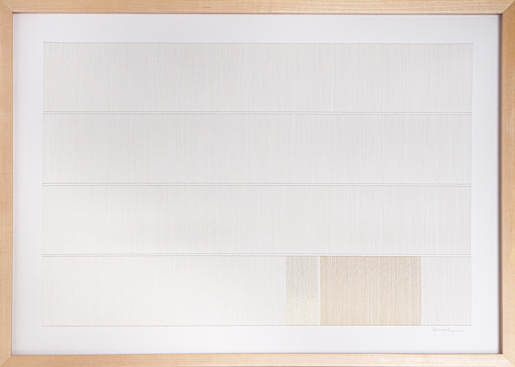 White and tan thread on paper work by Fringe Gallery artist Rebecca Messier
