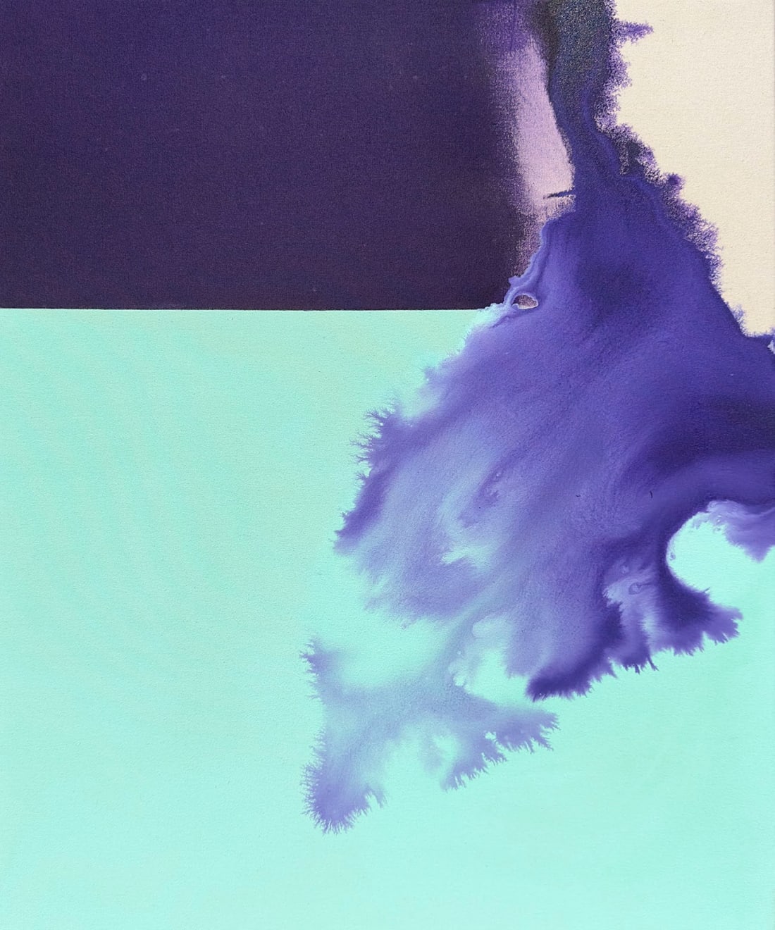 Andrew Faris abstract watercolor painting in mint and purple