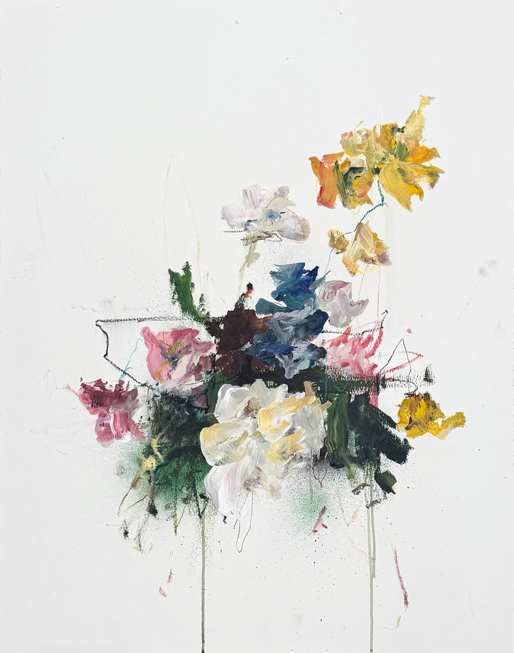 Sage Barnes floral arrangement painting on white background