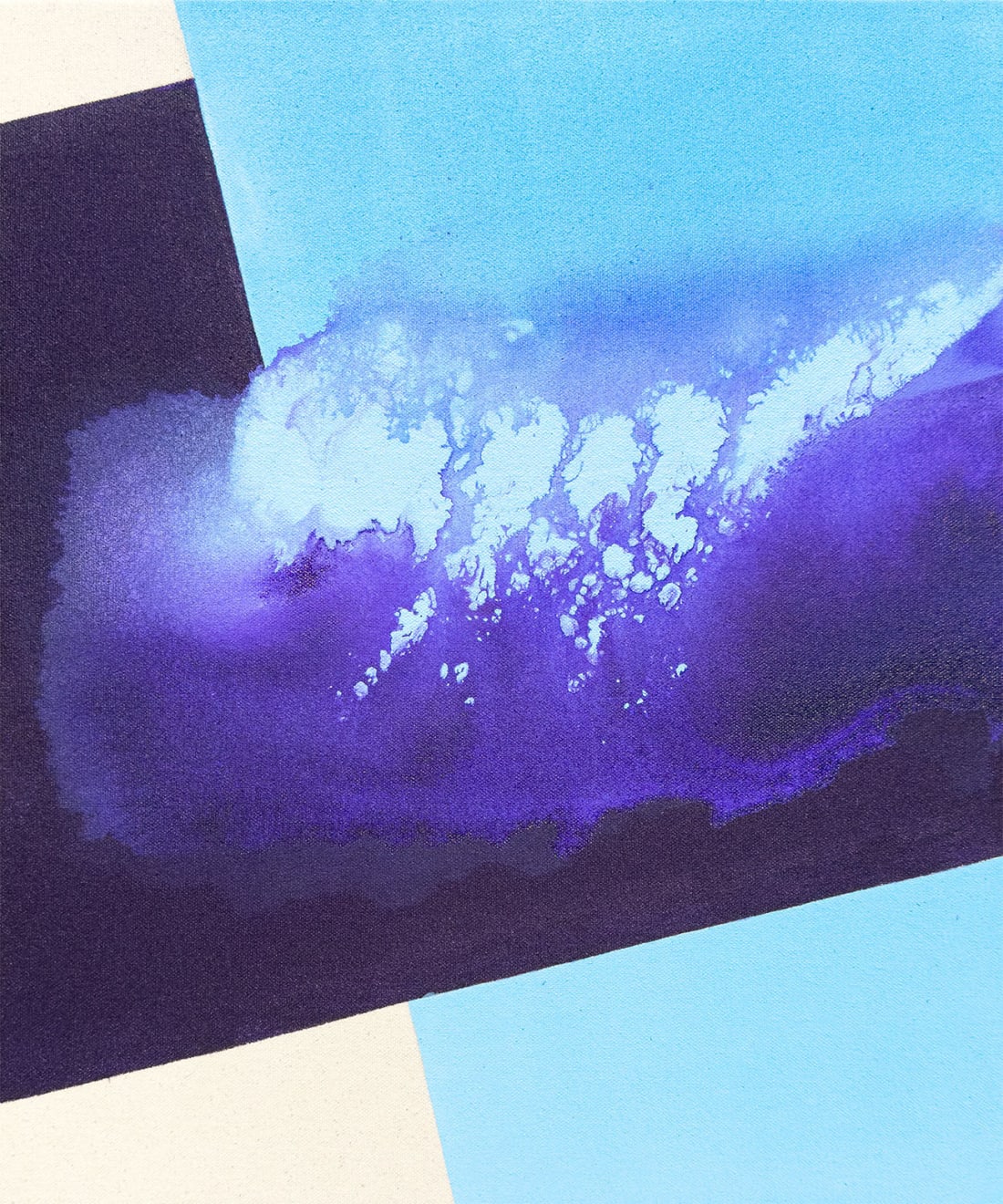 Andrew Faris abstract fluid water painting in purple and light blue