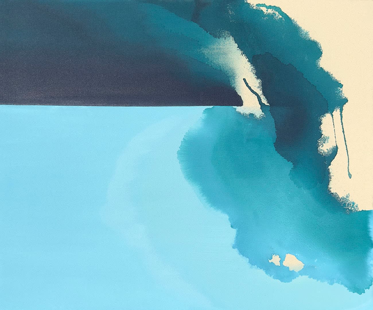 Andrew Faris watercolor abstract painting in turquoise and mint