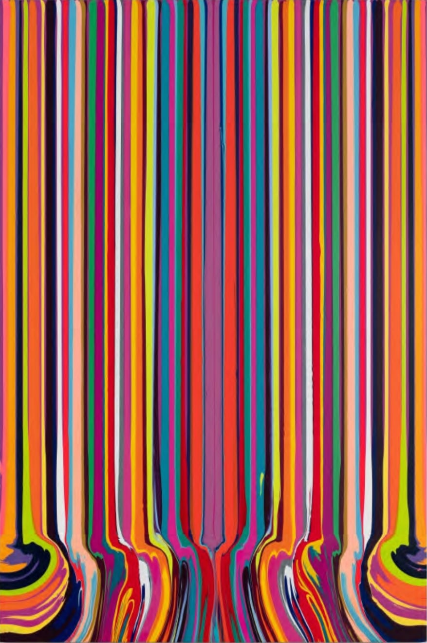 Ian Davenport, Mirrored Orange and Magenta, 2020