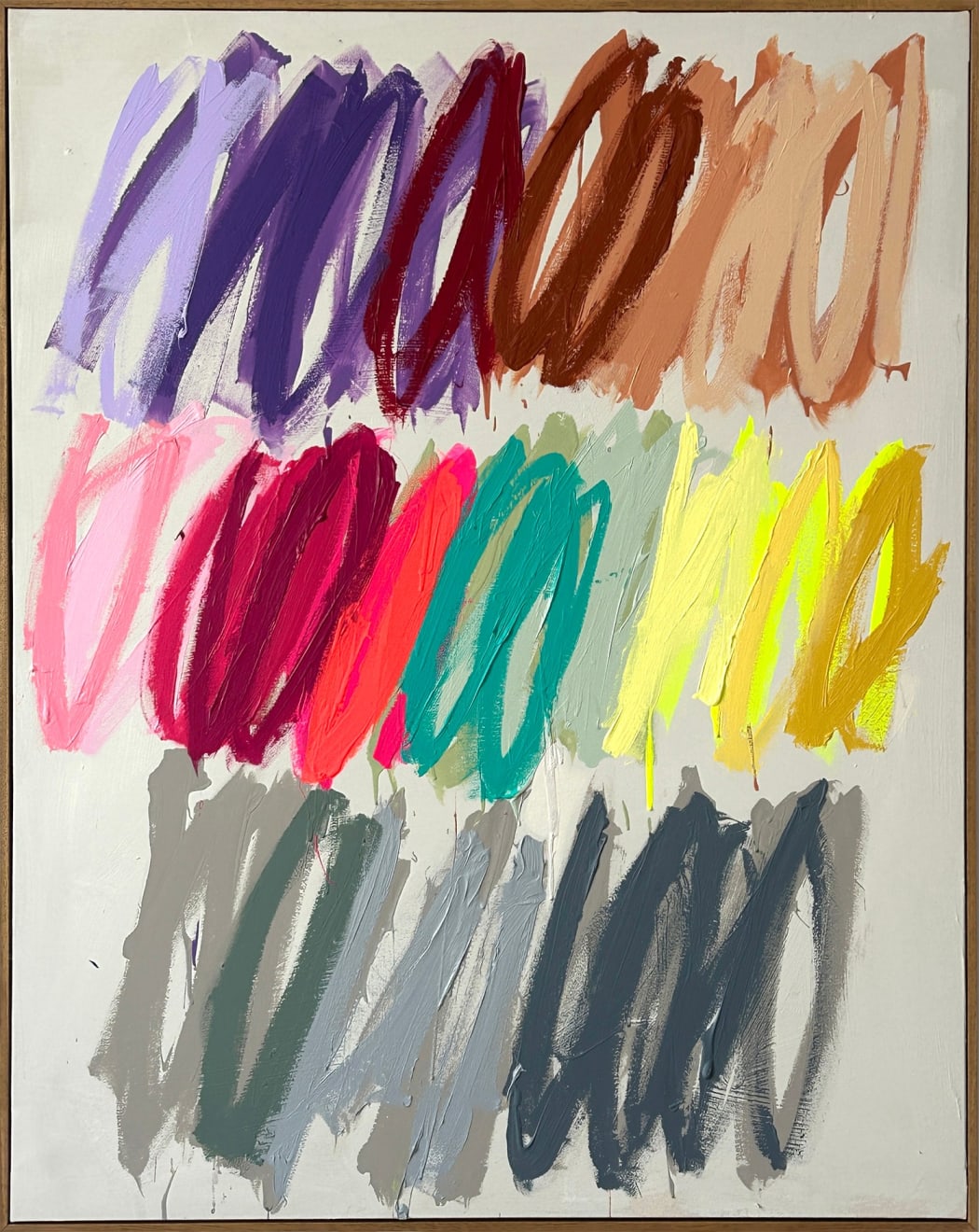 Christina Gschwantner abstract painting of multicolored scribble on beige background