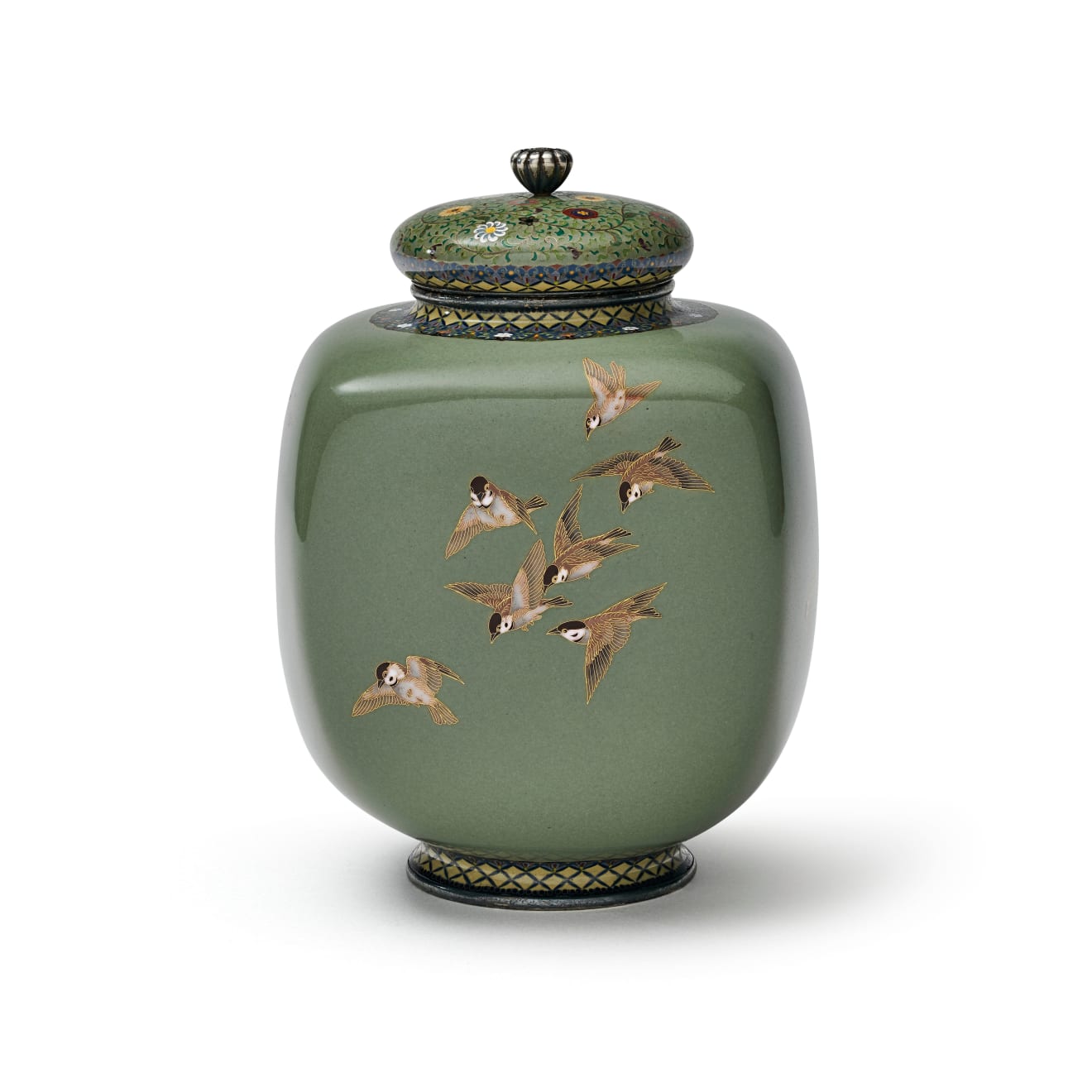 HAYASHI KODENJI, A cloisonné enamel and silver covered jar