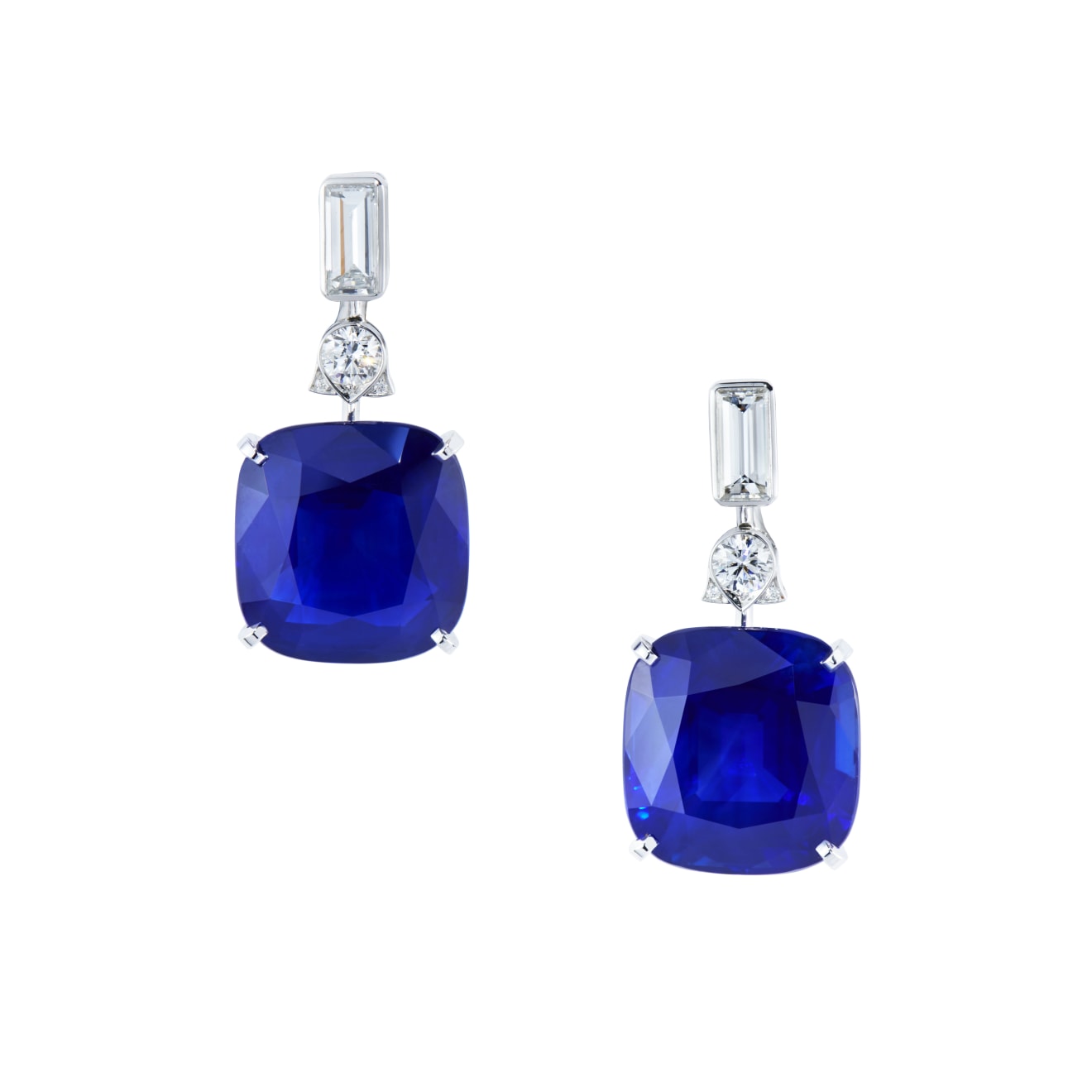 Kashmir sapphire and diamond earrings 