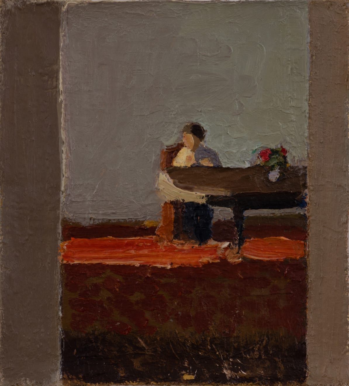 Adrian Nivola, Dusk Interior with a Boy, 2023