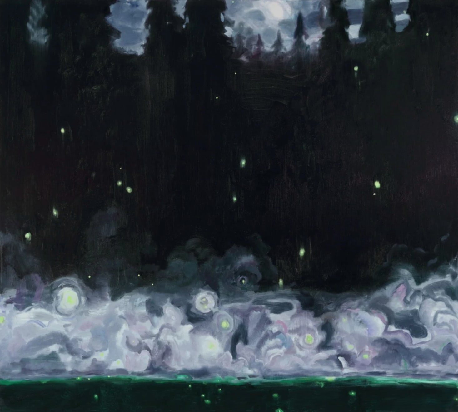 Eric Aho, Fireflies and Mists under a Gibbous Moon no. 1, 2022