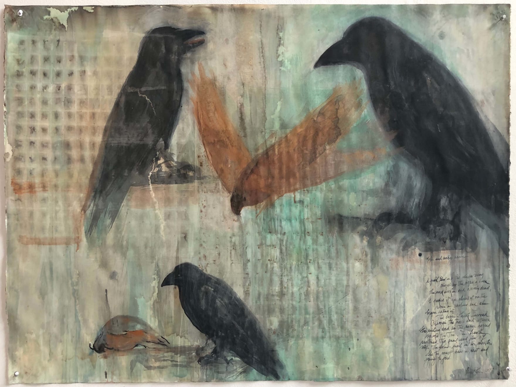 Jane Rosen, Raven and Quail Story, 2017