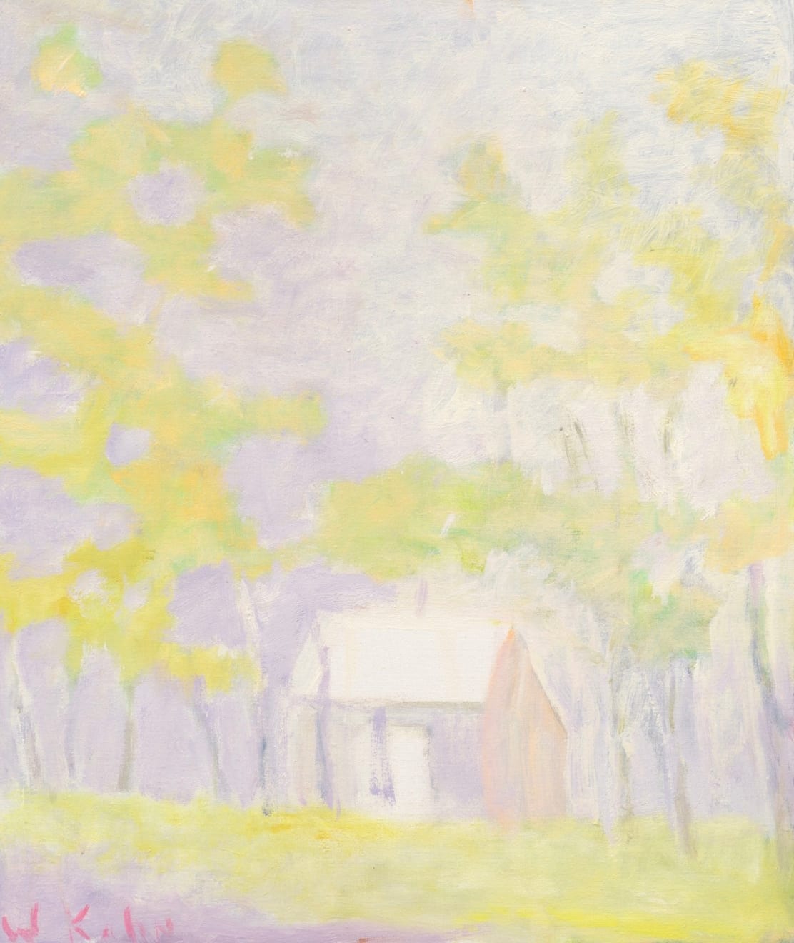 Wolf Kahn, White Roof, White Sky, 2006