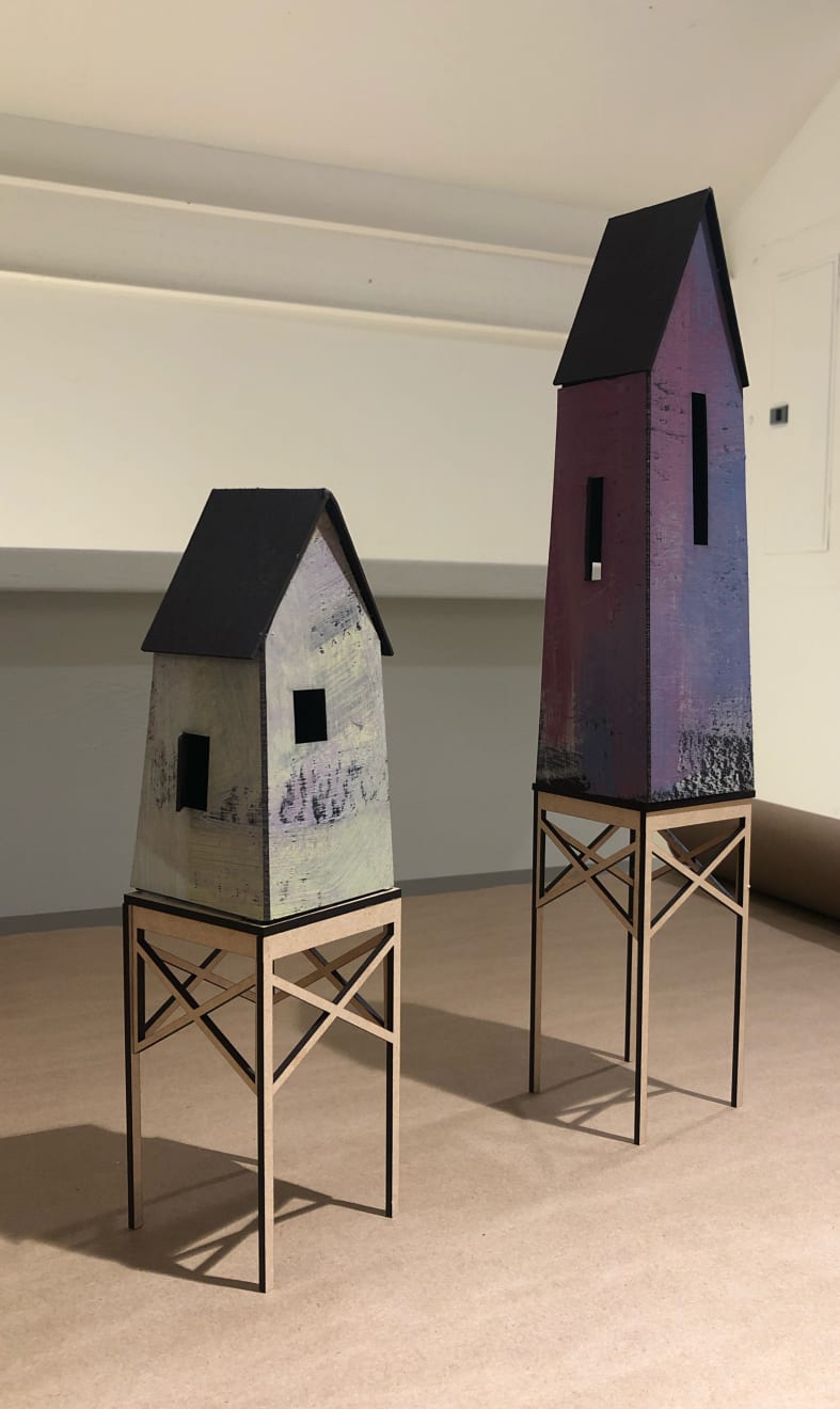 Stephanie Inman, Little Houses: Houses on Stilts I & II, 2020