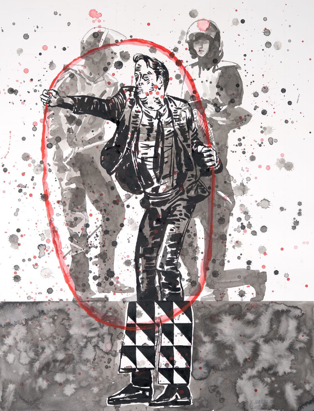 Nicky Nodjoumi, The Red Line, 2016