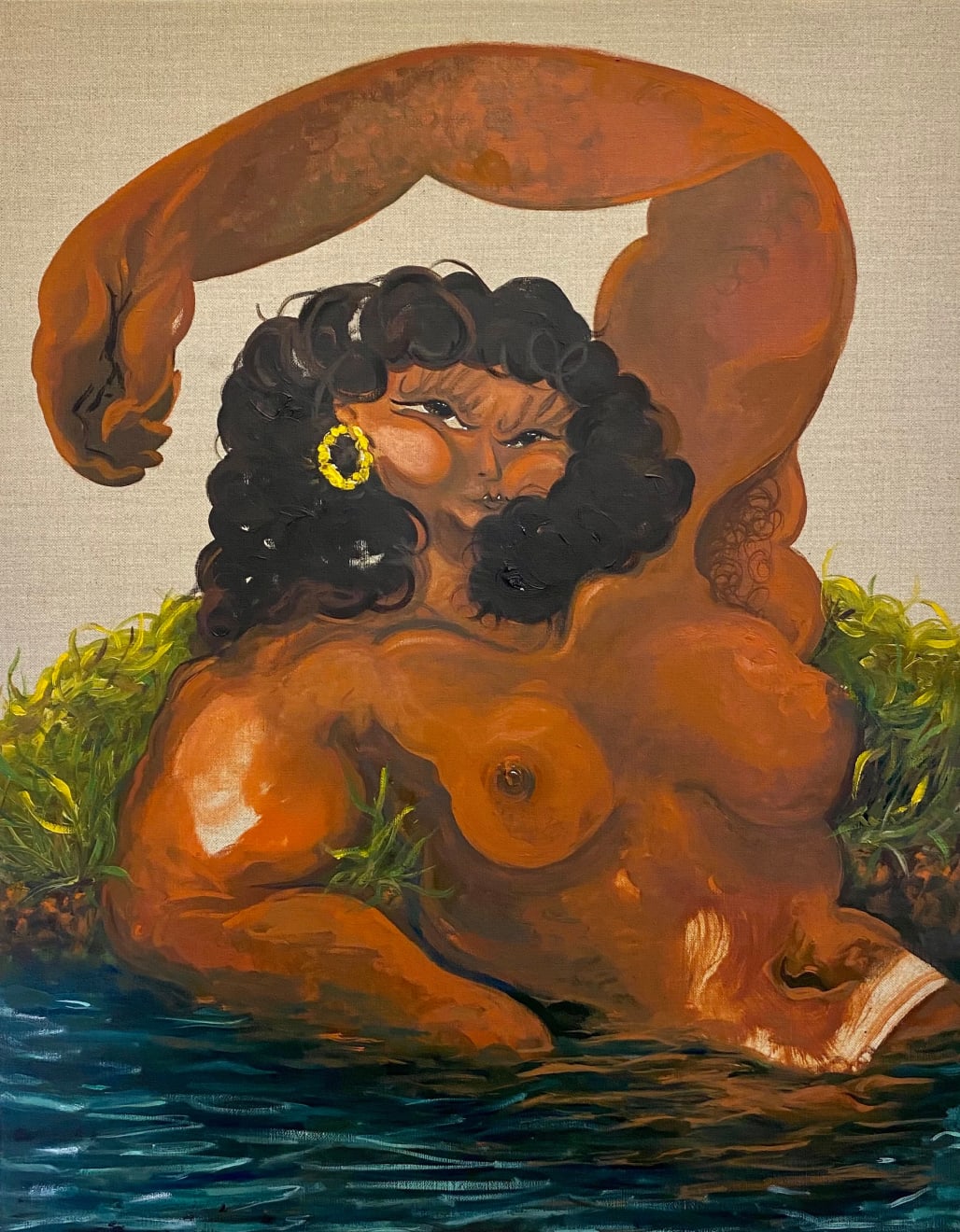 Asif Hoque, Study of “ Venere cupido e il satiro”- Bronzino, part 2 ( female in water), 2020
