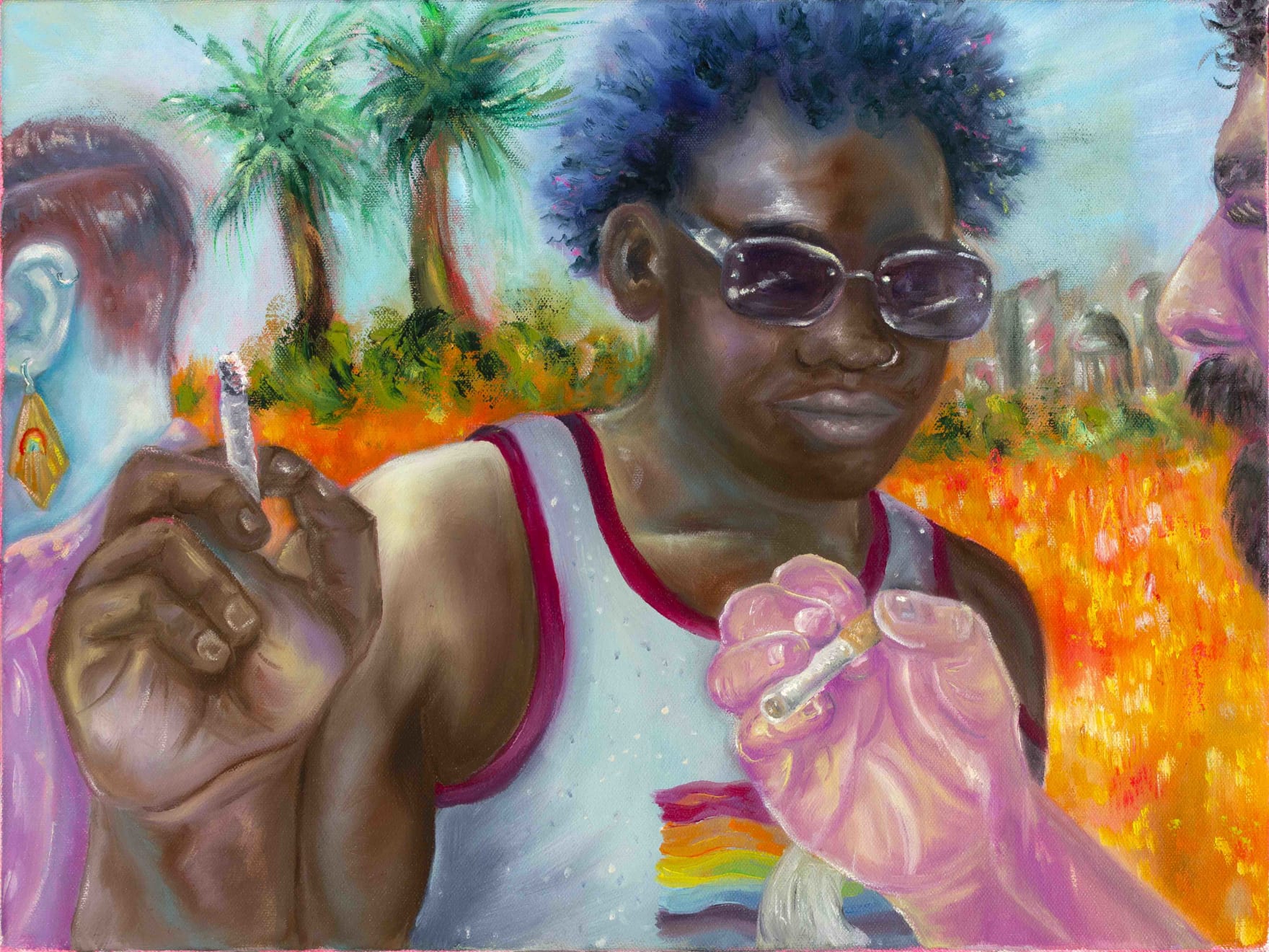 Brea Weinreb, Brian and Arnoldò Sharing Cigarettes at Pride, 2021