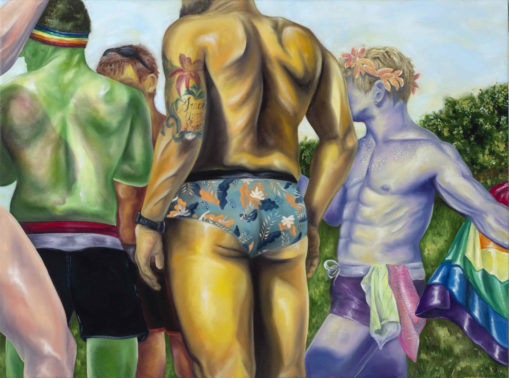 Brea Weinreb, Gay Beach Composition with Dancer and Flag, 2021