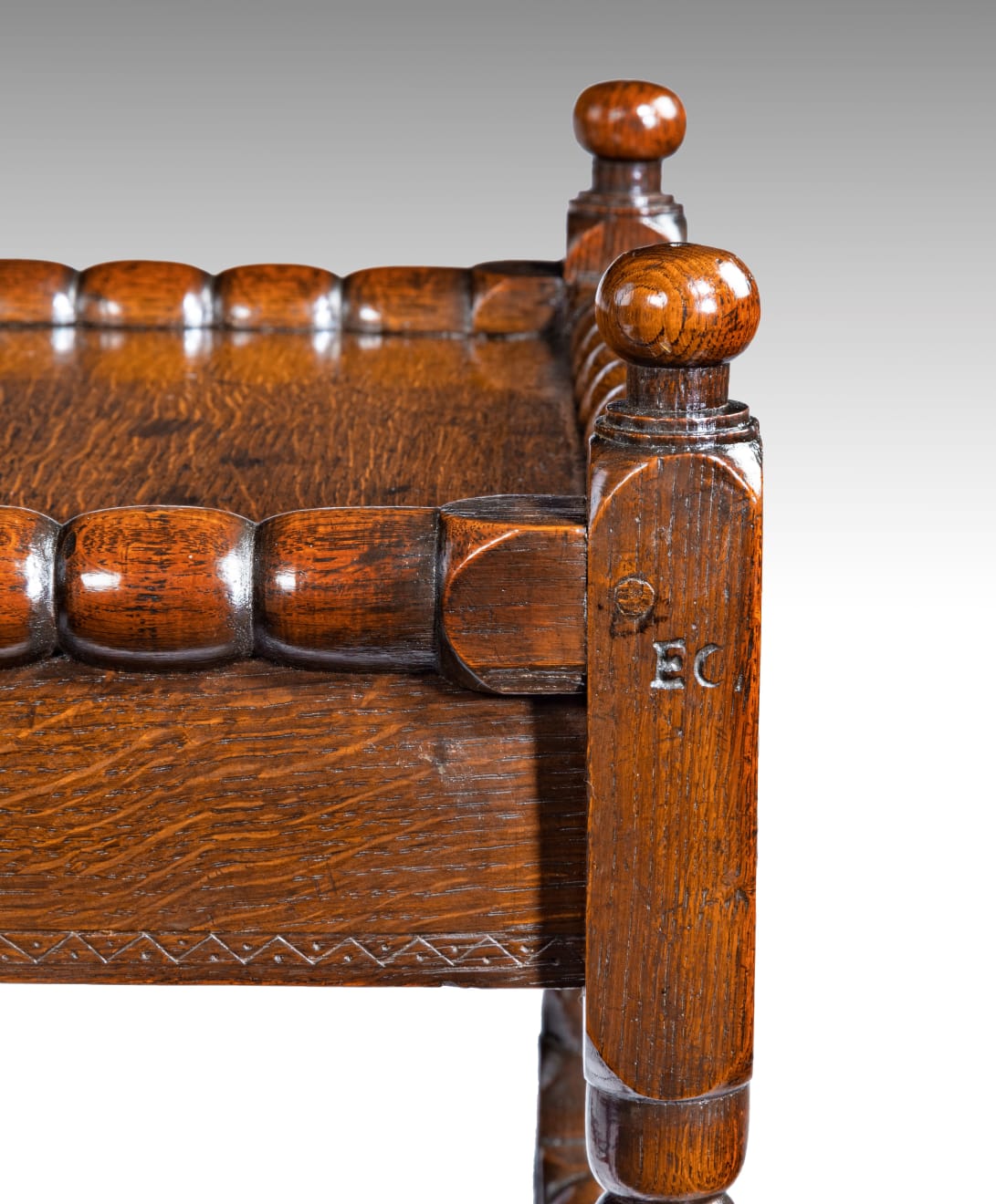 Coulborn antique Charles II Bobbin-turned Joined Oak Table