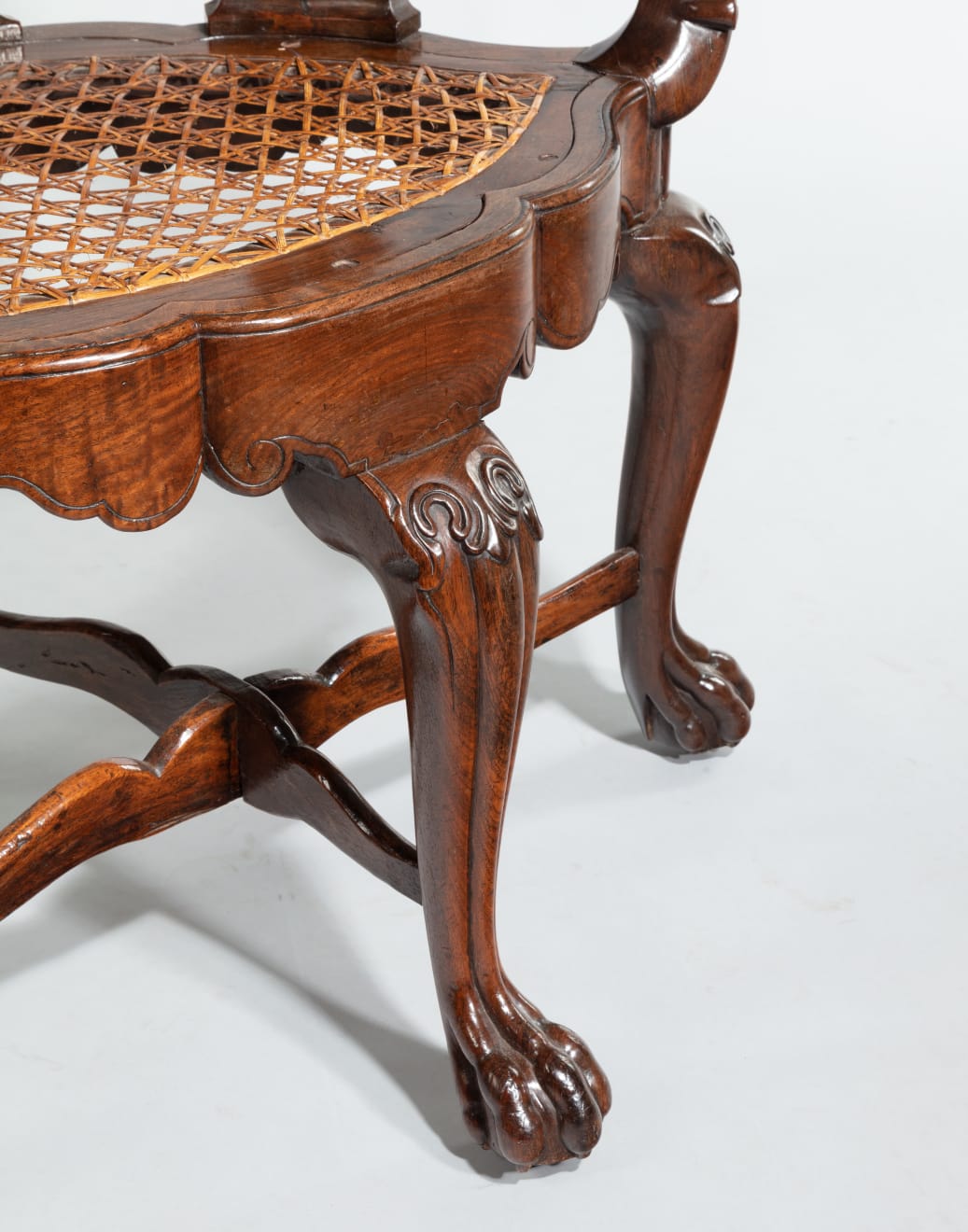 Indo-Portuguese Carved Padouk Armchair
