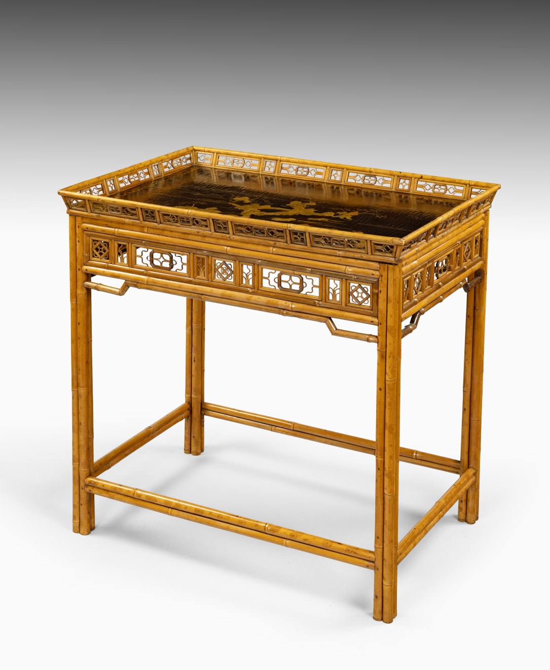 antique Coulborn Pair of Chinese Export ‘Brighton Pavilion’ Bamboo Chairs and Table En Suite