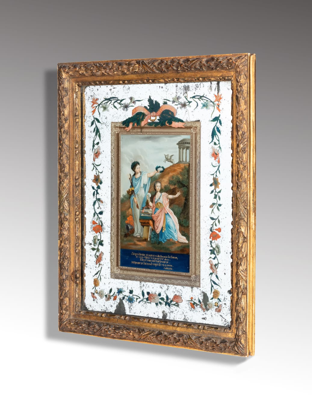 antique Coulborn Chinese Export reverse mirror painting