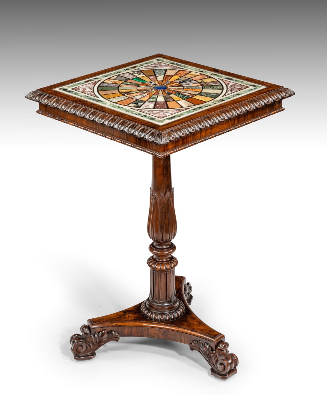 George IV Rosewood Table with Italian Specimen Marble Top
