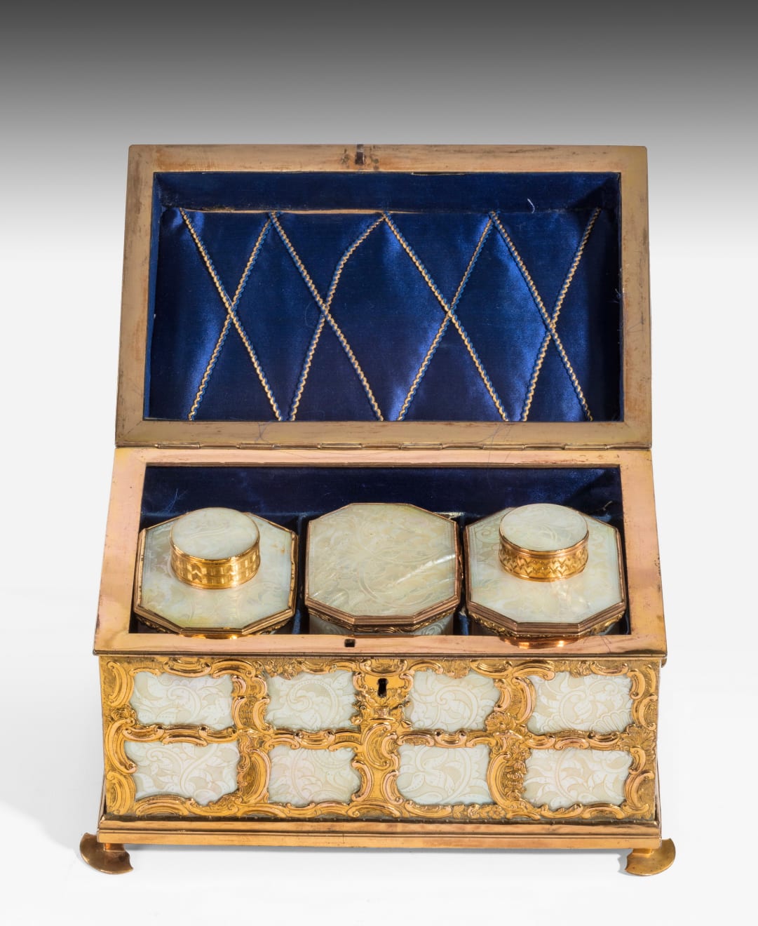 George III ‘Aventurine’ and Mother of Pearl Ormolu Tea Caddy Attributed to James Cox