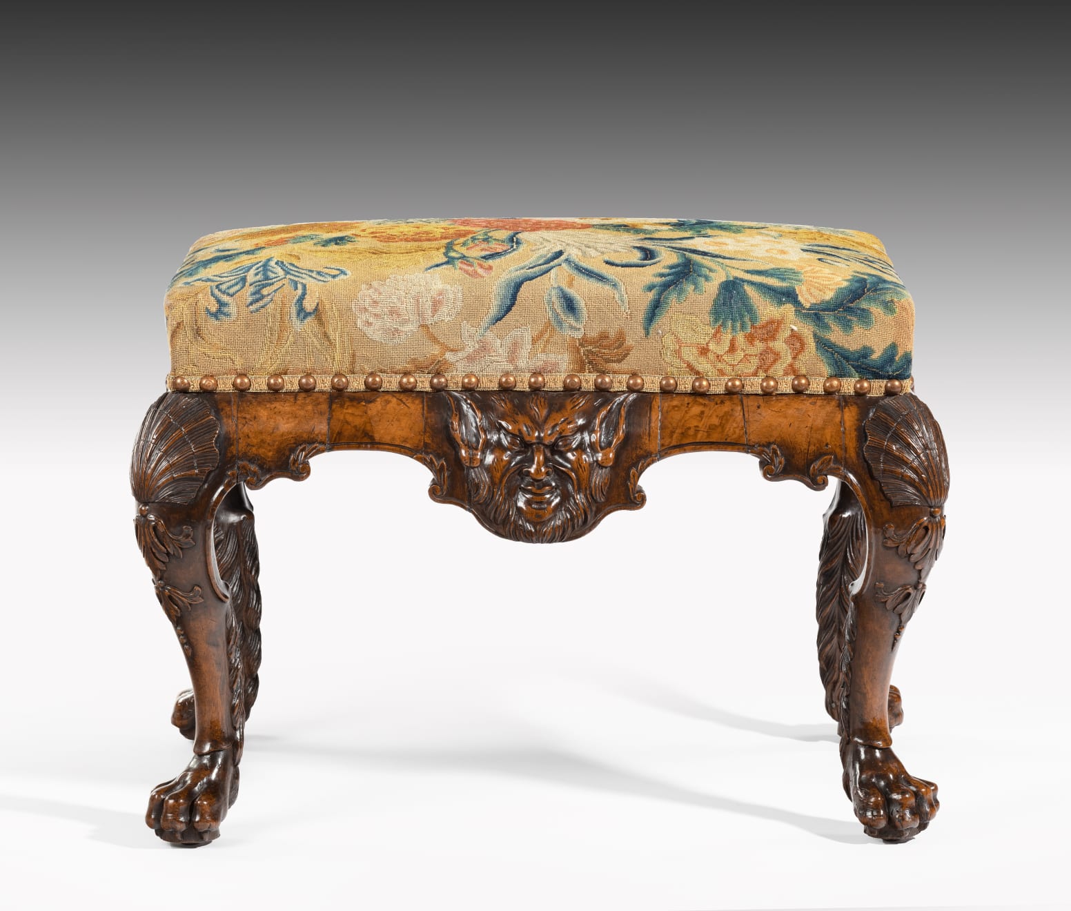 George II Carved Walnut Stool