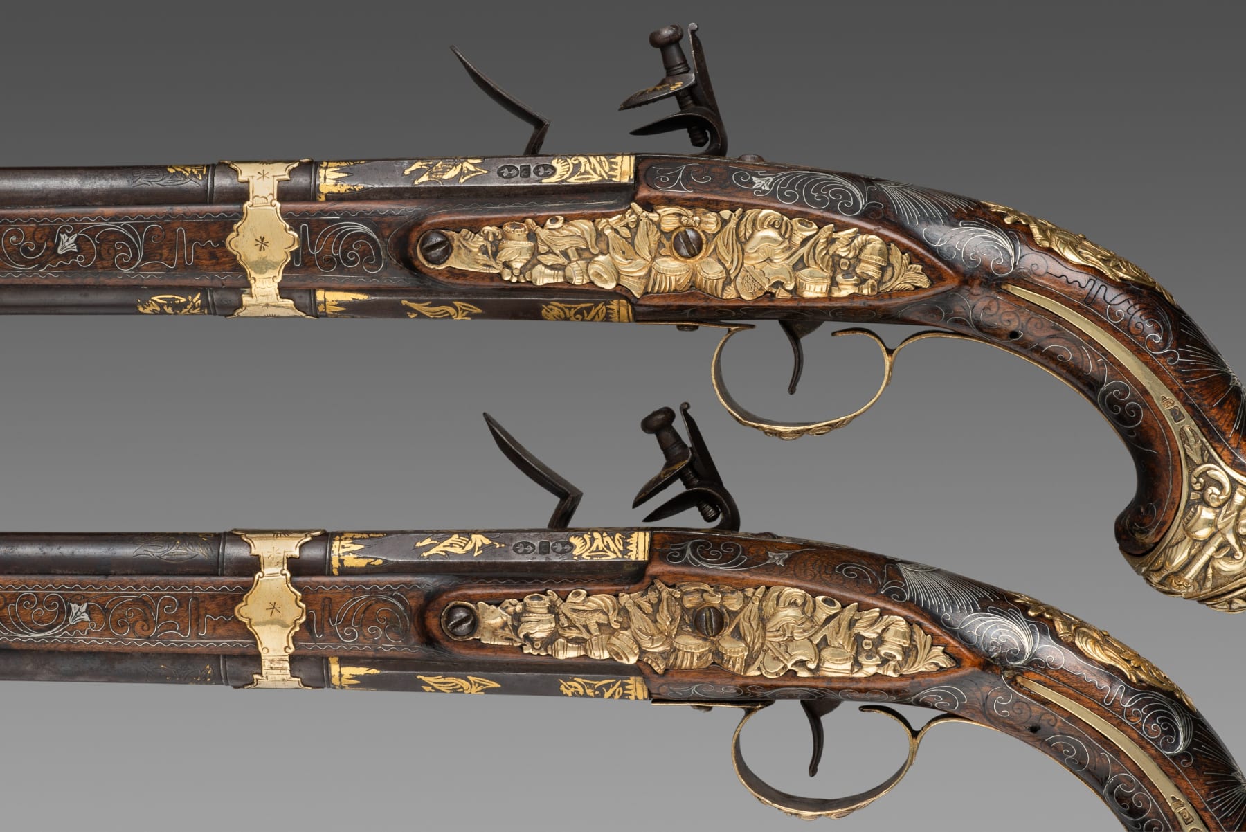 Pair of Ottoman Double-barrelled Flintlock Muskets