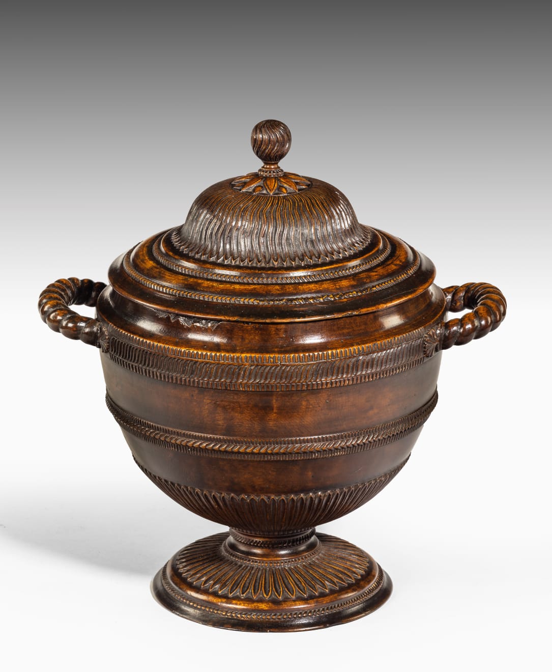 Grand Tour Carved and Turned Fruitwood Neo-Classical Urn