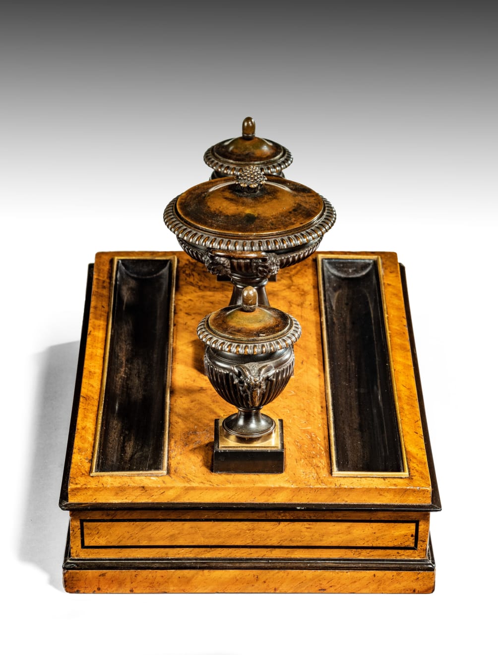 George IV Walnut Inkstand Attributed to Benjamin Lewis Vulliamy (1780-1854)
