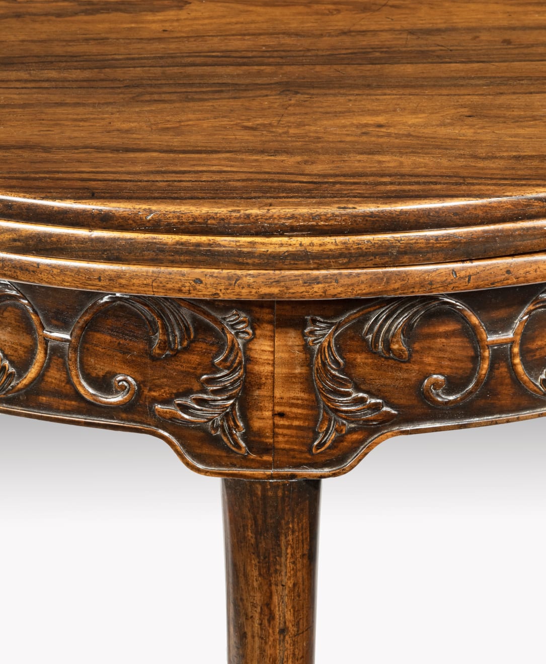 Chinese Export 18th Century carved padouk demi-lune table