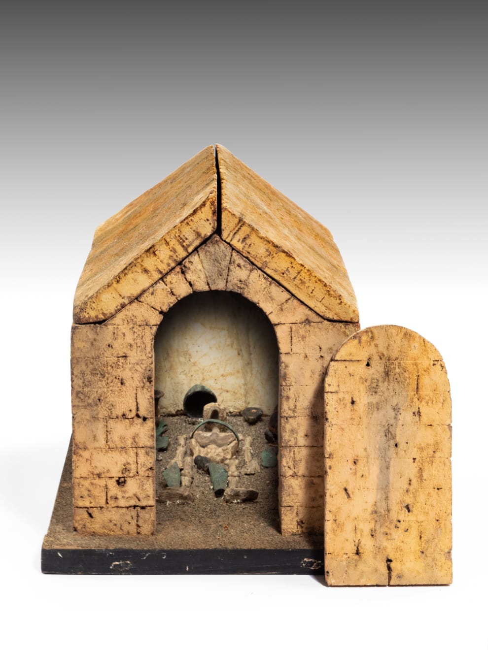 Coulborn antique carved cork grand tour Paestum tomb