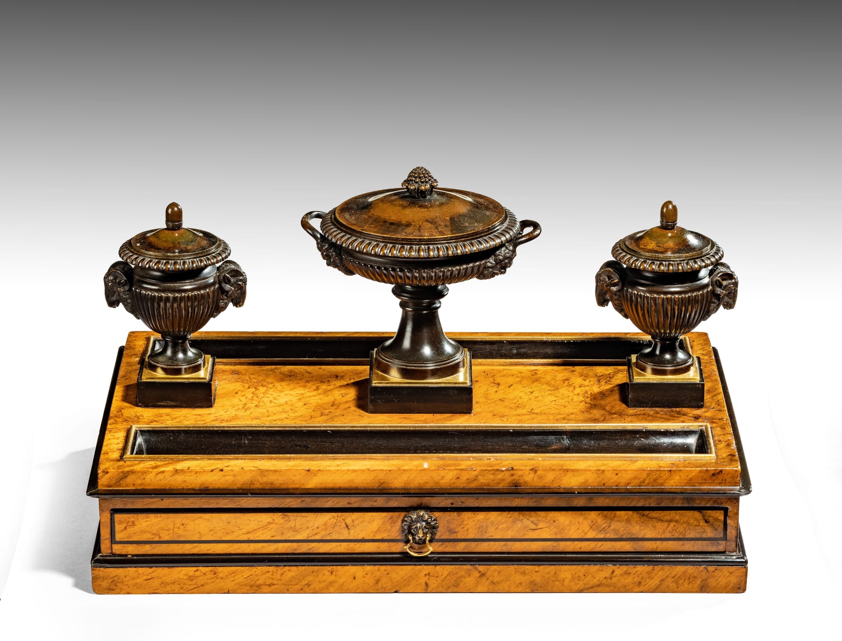 George IV Walnut Inkstand Attributed to Benjamin Lewis Vulliamy (1780-1854)