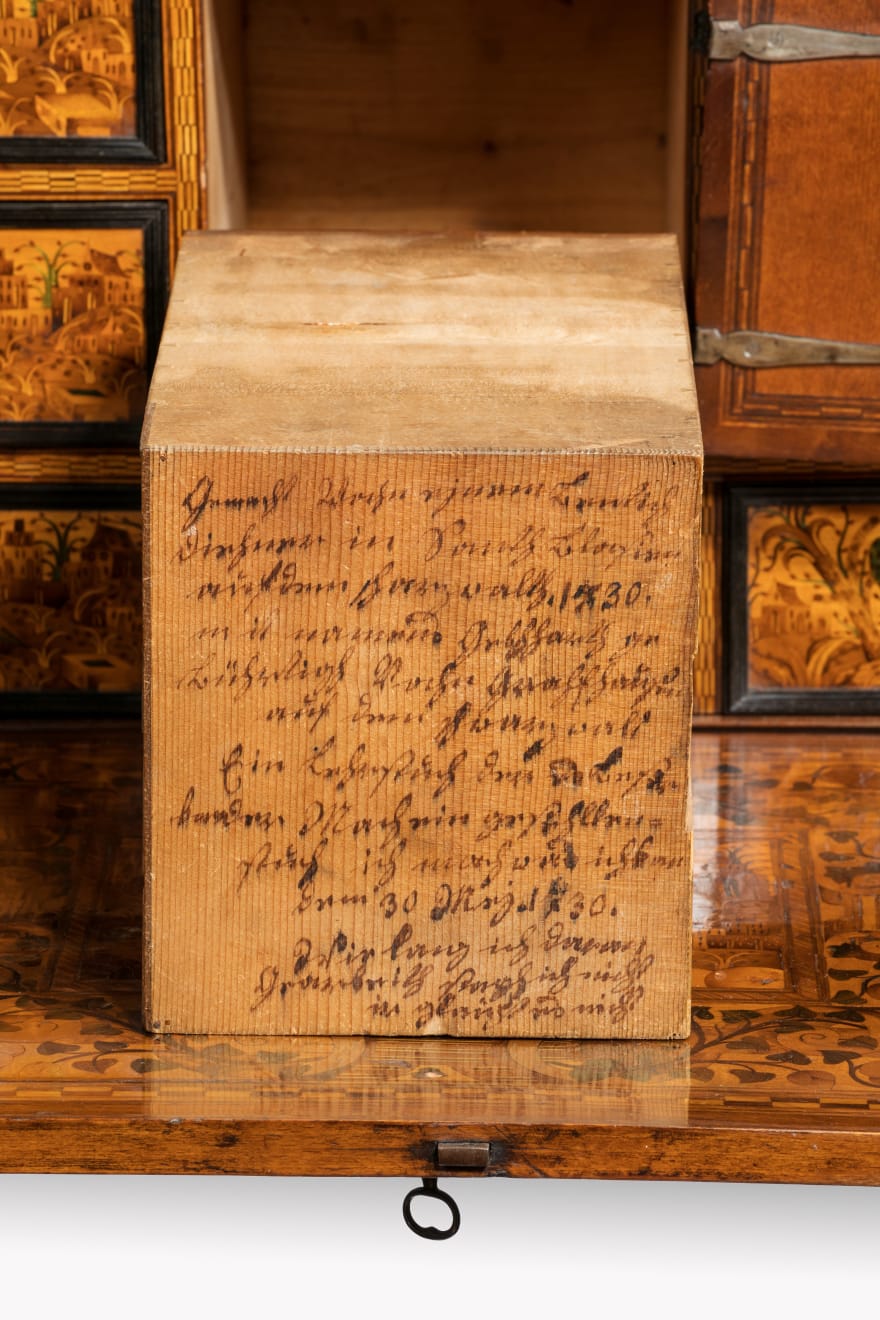 Coulborn antiques 17th century marquetry fall front cabinet on stand