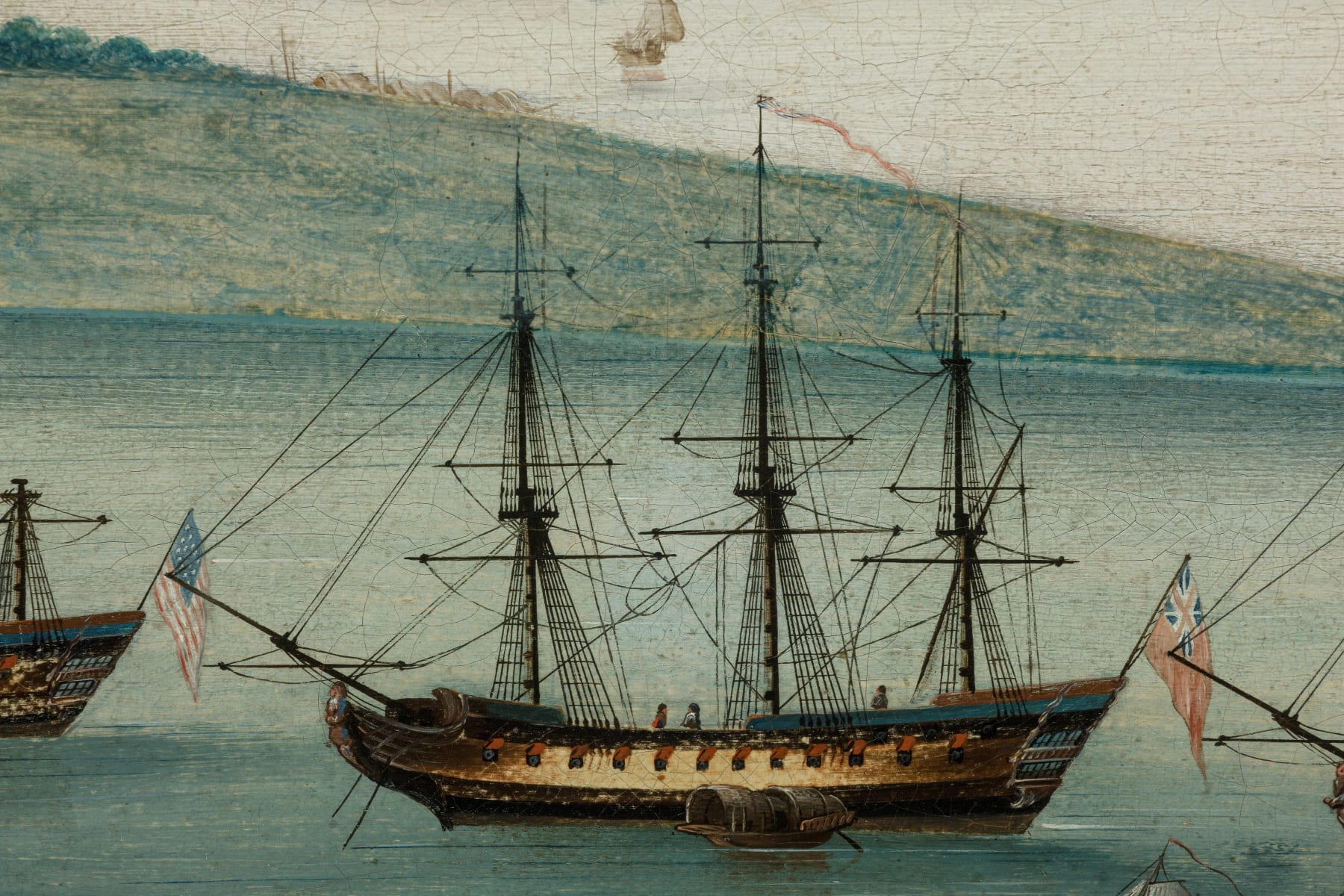 Unknown Chinese Artist, Pair of Chinese Export Paintings: ‘The Whampoa Anchorage on the Pearl River’ and ‘The Hongs of the Canton Waterfront’