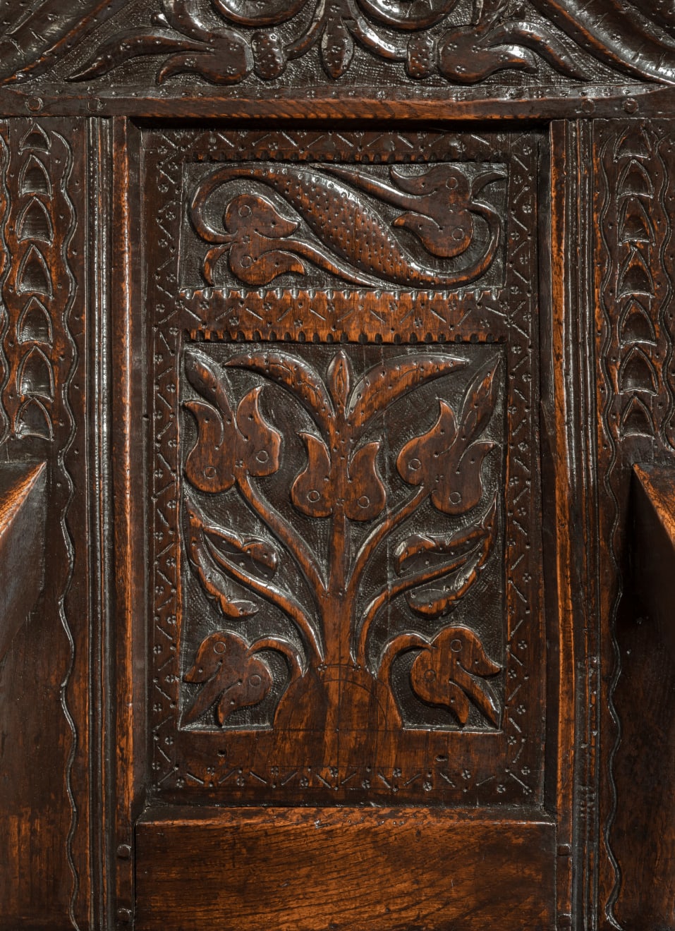 Coulborn antique Charles II Joined Oak Yorkshire Armchair