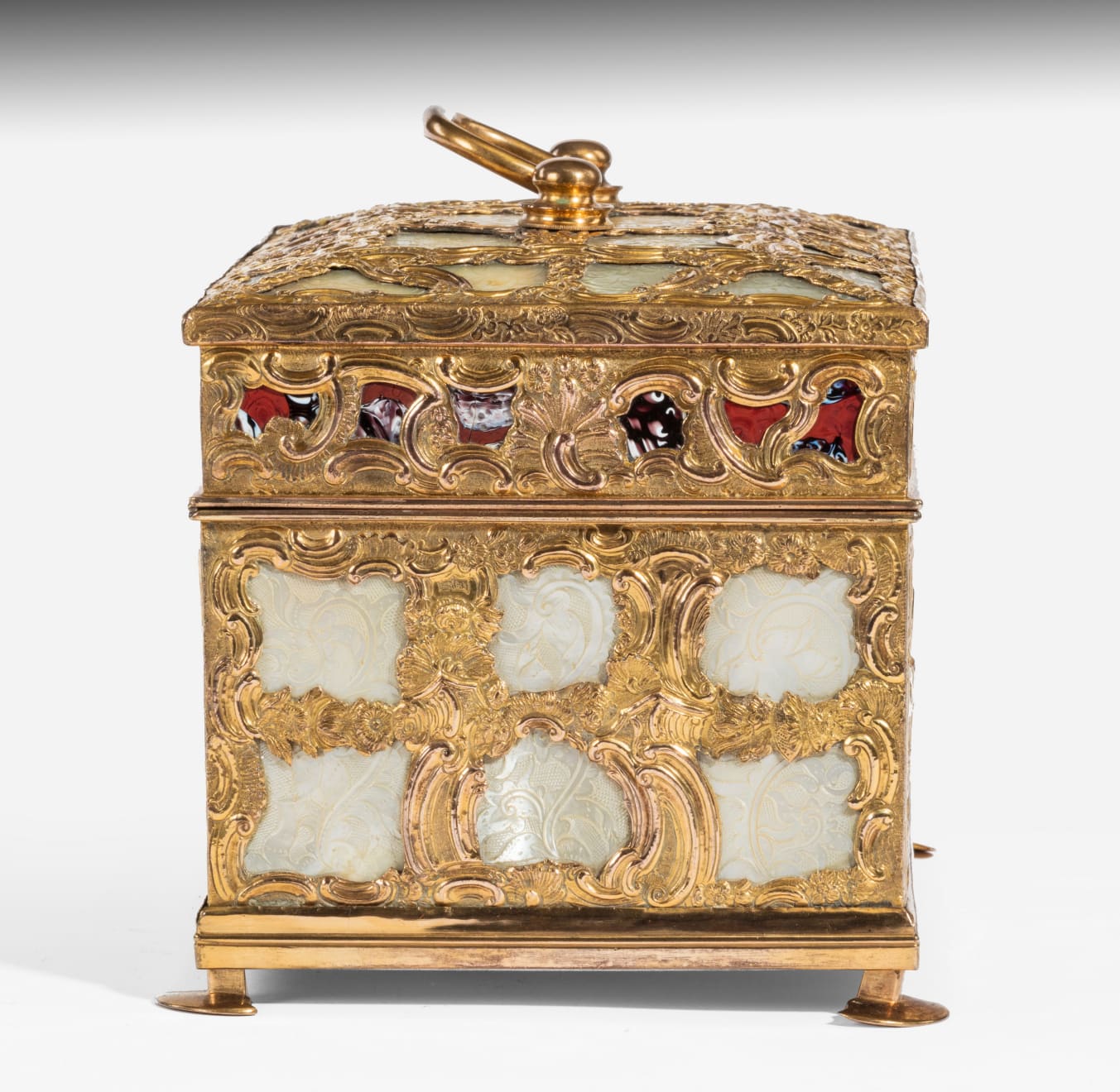 George III ‘Aventurine’ and Mother of Pearl Ormolu Tea Caddy Attributed to James Cox