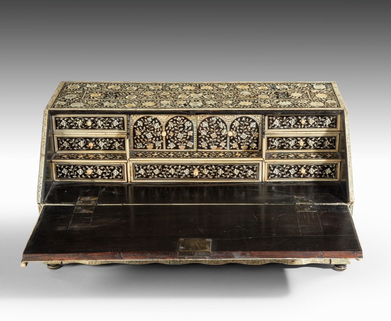 antique Coulborn Anglo Indian Bureau with ivory inlay, Vizagapatam