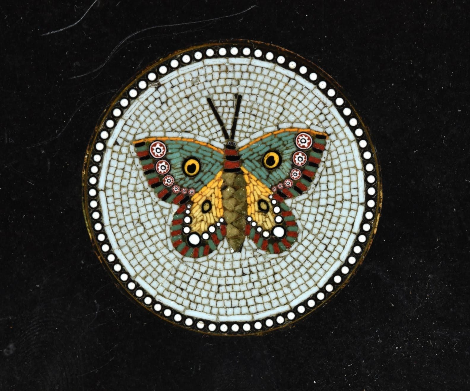 Attributed to Andrea Volpini (Rome doc. 1756-1812) and Giacomo Raffaelli (Rome 1753-1836), SOLD TO THE MUSEUM OF FINE ARTS, HOUSTON - Marble Panel centred with a Mosaic Depicting a Bacchante and surrounded by micromosaic medallions of Butterflies