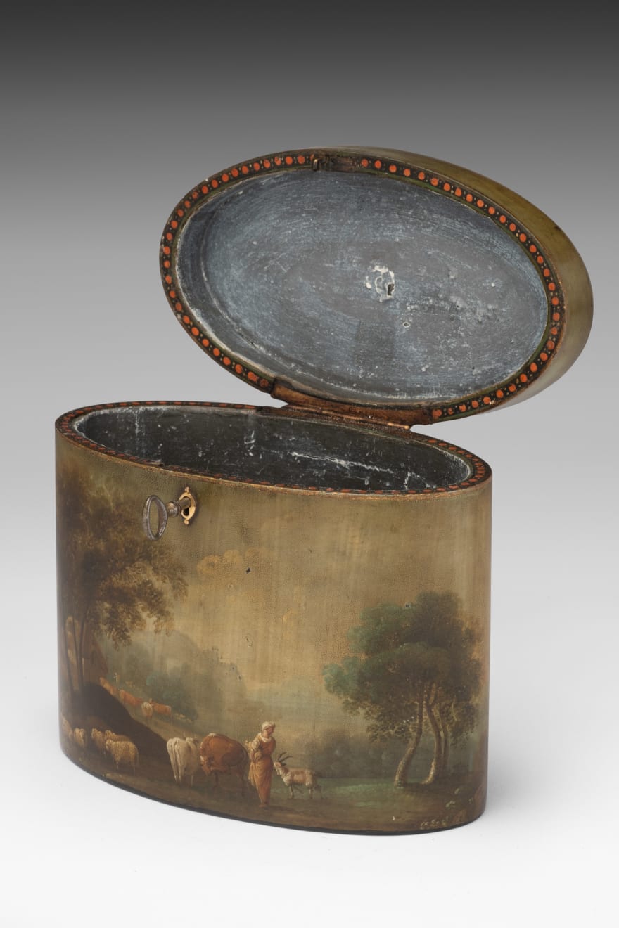 George III Painted Papier-mâché Tea Caddy attributed to Henry Clay (c.1740 – 1812)