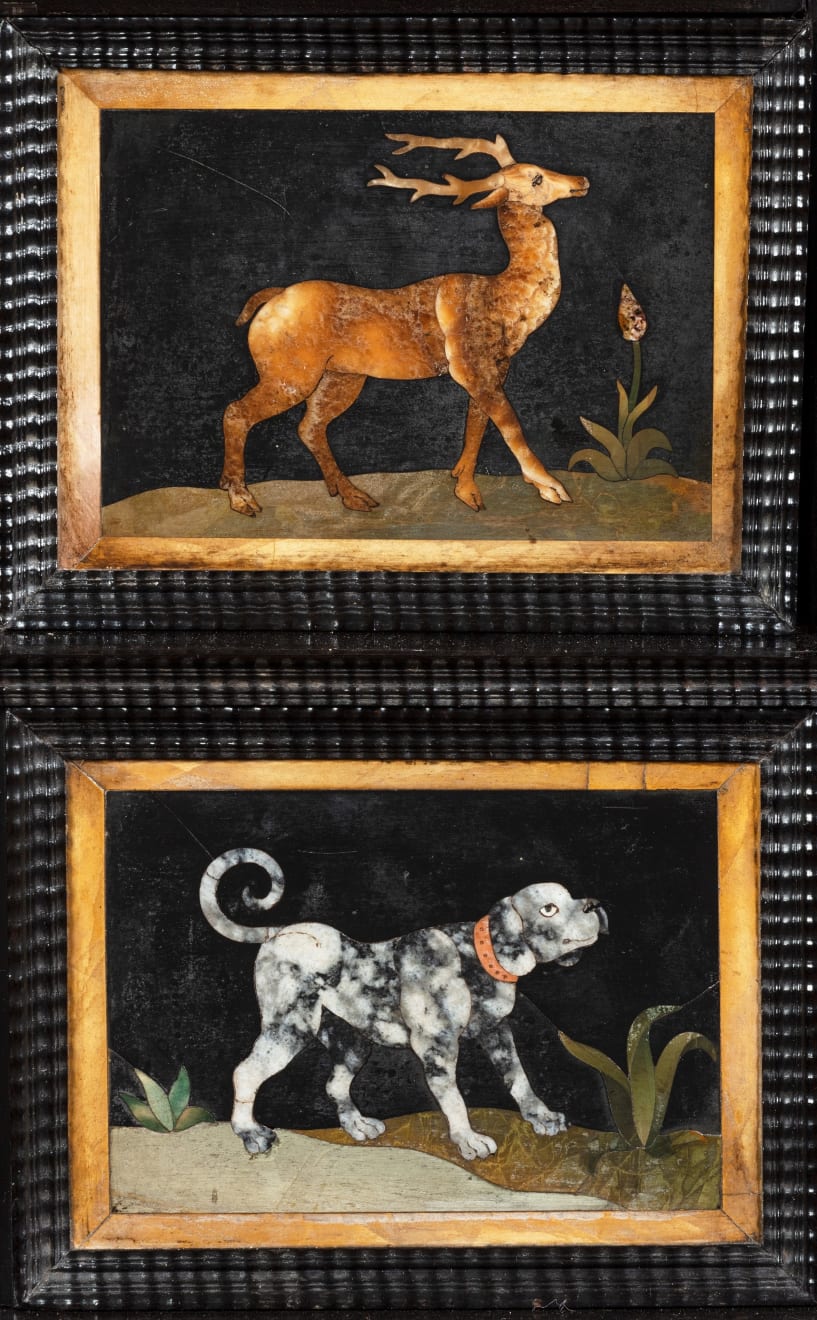 6844 17th Century Italian Ebony and Pietre Dure Table Cabinet