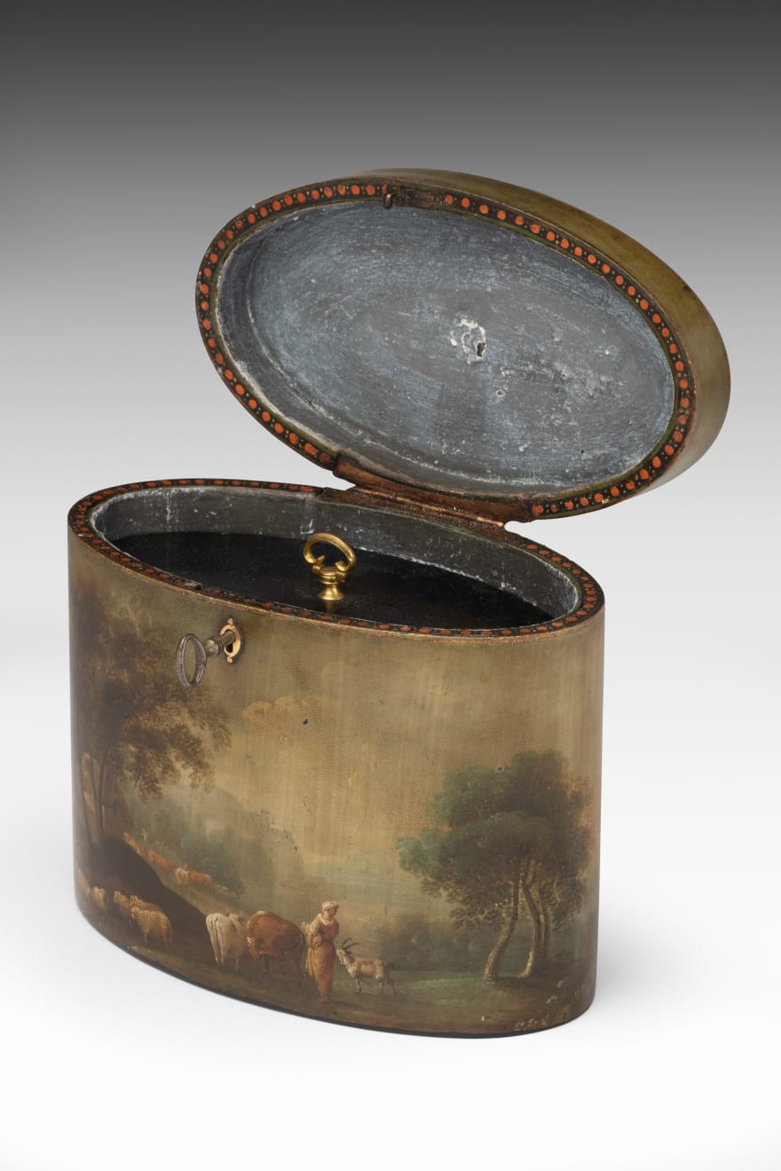George III Painted Papier-mâché Tea Caddy attributed to Henry Clay (c.1740 – 1812)