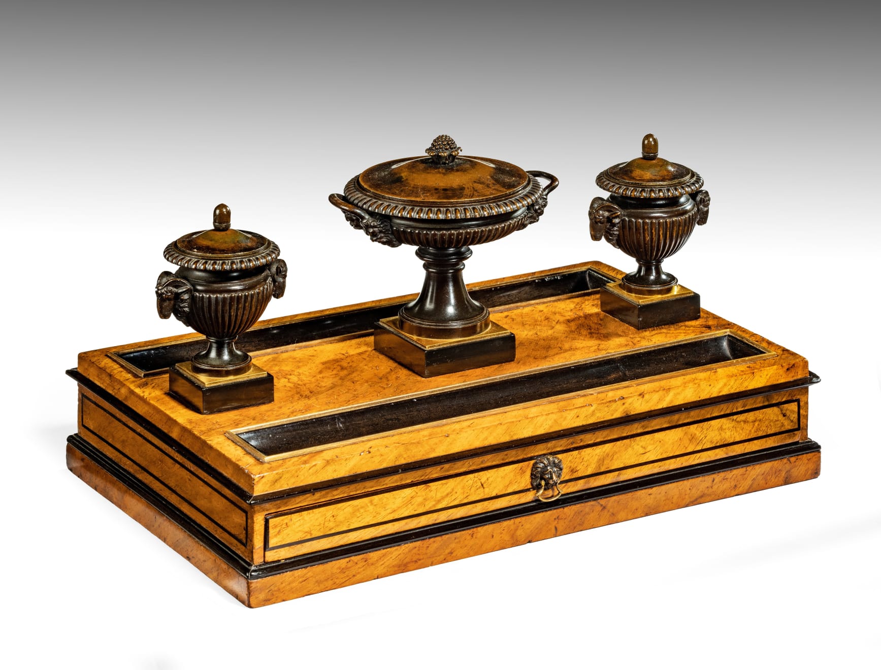 George IV Walnut Inkstand Attributed to Benjamin Lewis Vulliamy (1780-1854)