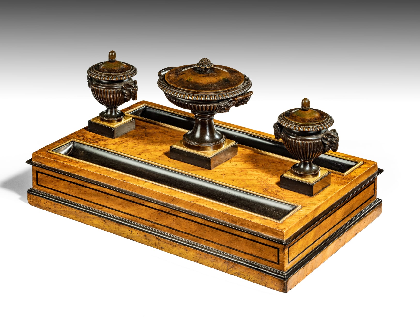 George IV Walnut Inkstand Attributed to Benjamin Lewis Vulliamy (1780-1854)