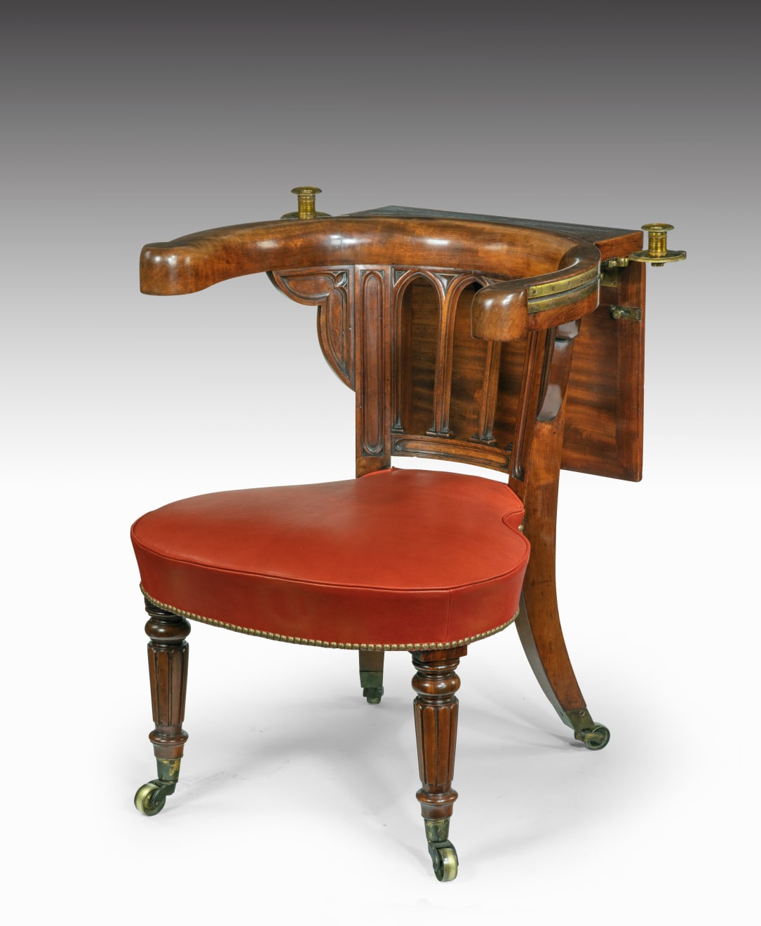 Coulborn antique William IV Mahogany and Brass-Mounted Reading Chair Ii the manner of Morgan & Sanders