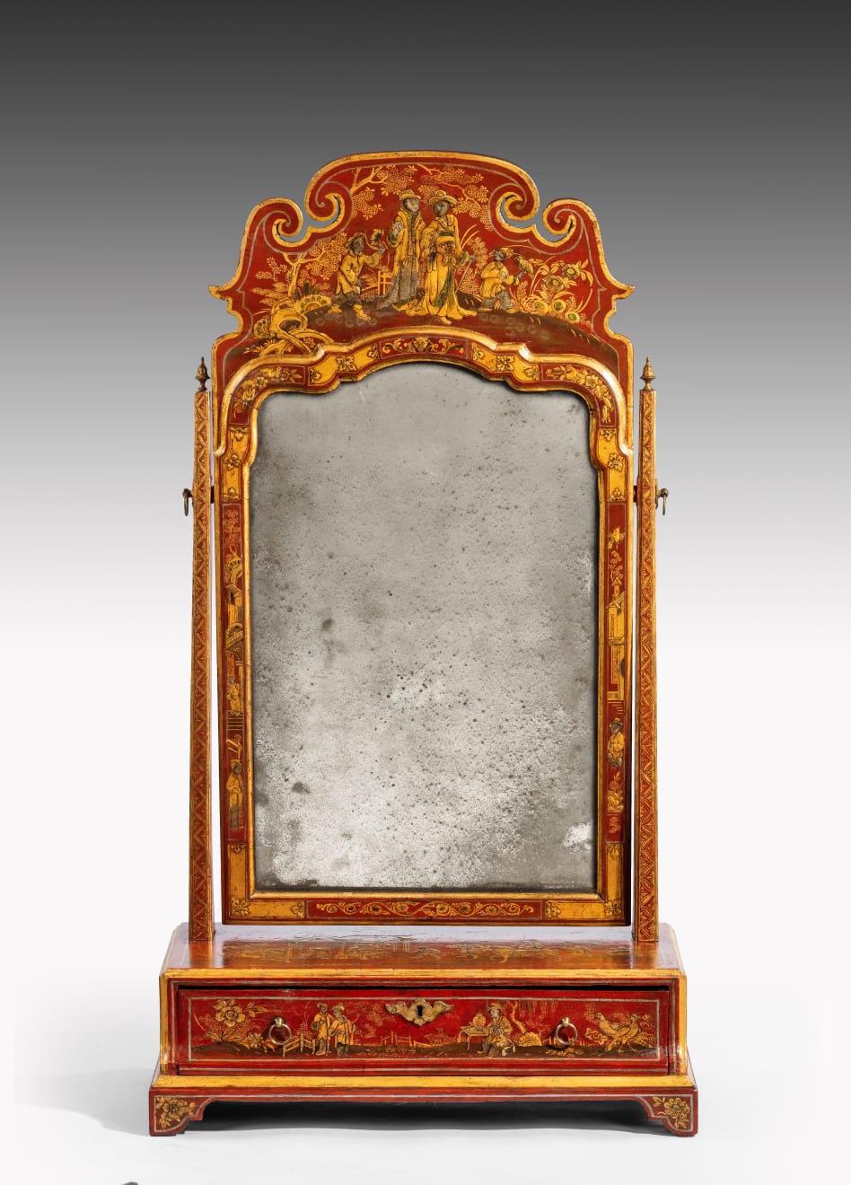 George II Scarlet Japanned Dressing Mirror