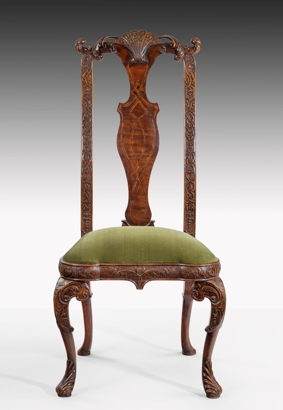Pair of George I Carved Walnut Side Chairs