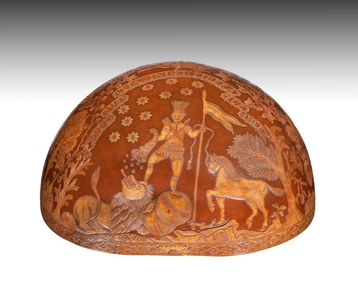 SOLD TO THE METROPOLITAN MUSEUM OF ART: Relief Carved Gourd celebrating the Liberation of New Spain (Mexico) in 1821